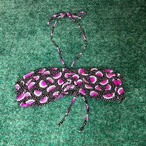 Op Watermelon Polka-Dot Cinched Swim Halter-Top